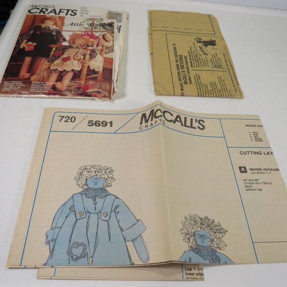 McCalls 720 Attic Babies Craft 27" Doll Sewing Pattern Boy & Girl UNCUT - Picture 3 of 13